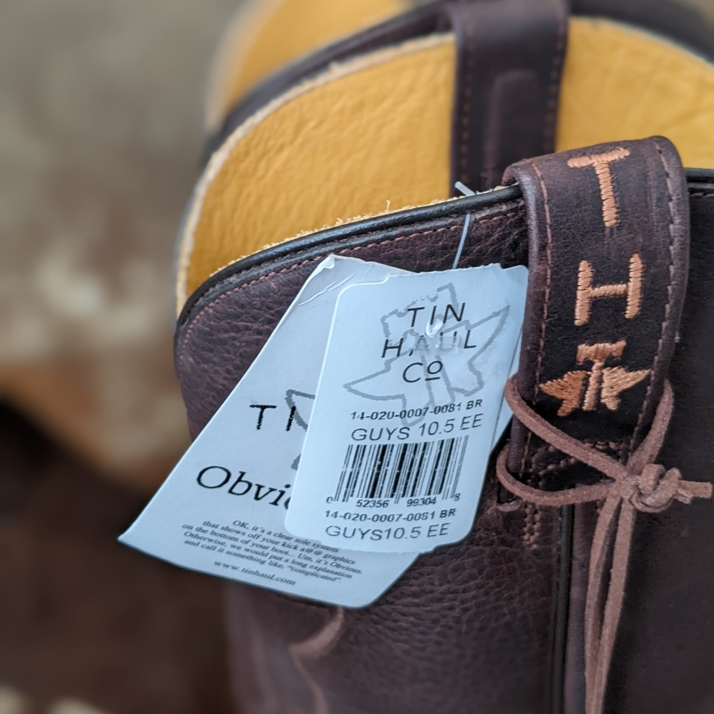 TIN HAUL "Bob Wire" mens Cowboy Western cattle rancher boots NEW with tags - Picture 11 of 16